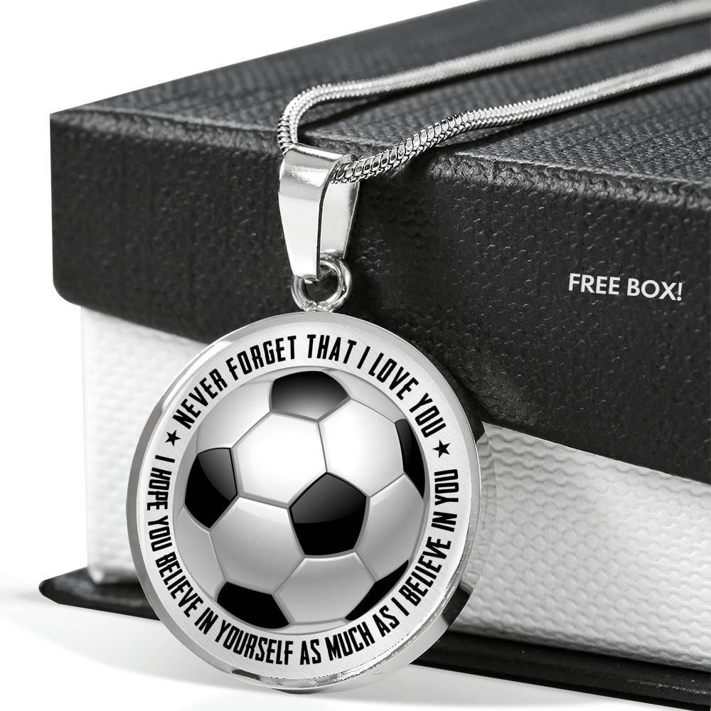 Soccer Necklace - Believe In Yourself Jewelry ShineOn Fulfillment Luxury Necklace (Silver) No 