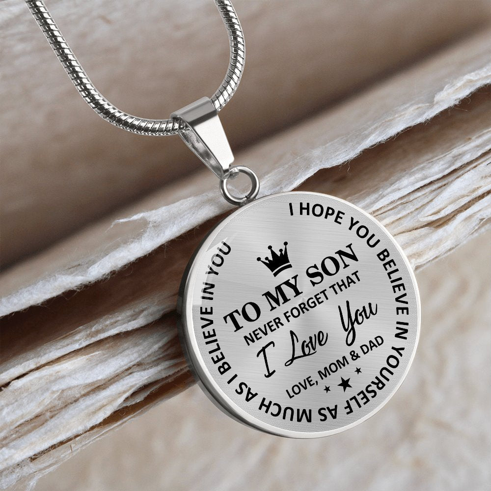 Mom & Dad To Son - Believe In Yourself Luxury Necklace Jewelry ShineOn Fulfillment Luxury Necklace (Silver) No 