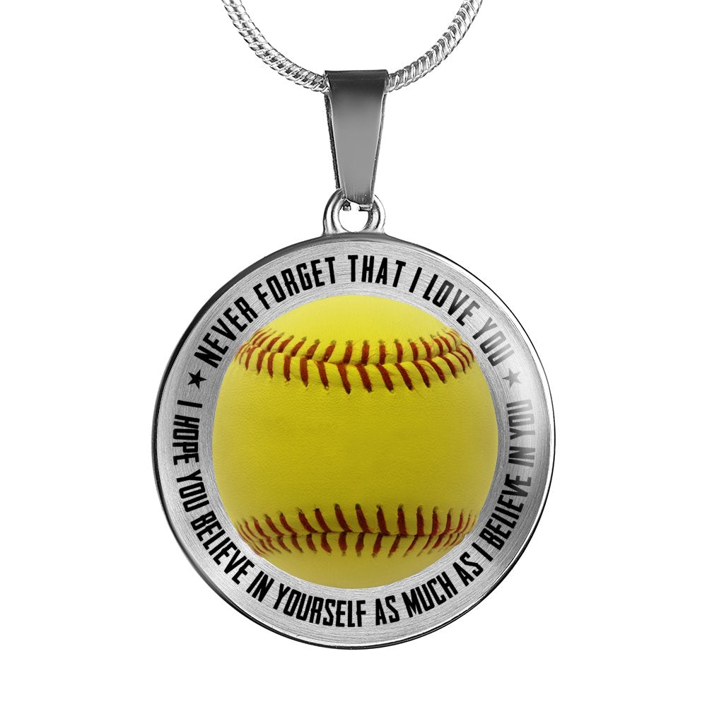 Softball Necklace - Believe In Yourself Jewelry ShineOn Fulfillment 