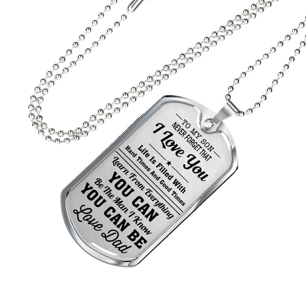 I Love You - Dad To Son Luxury Dog Tag Jewelry ShineOn Fulfillment 