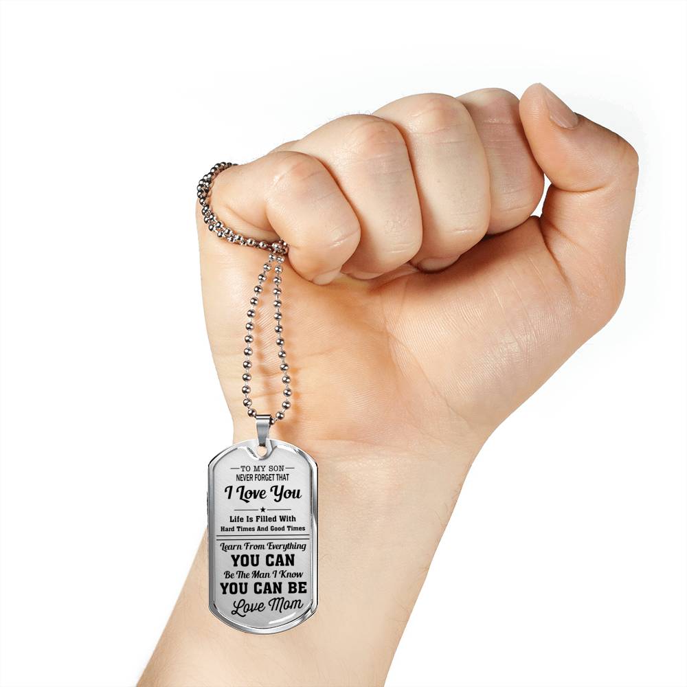 I Love You - Mom To Son Luxury Dog Tag Jewelry ShineOn Fulfillment 