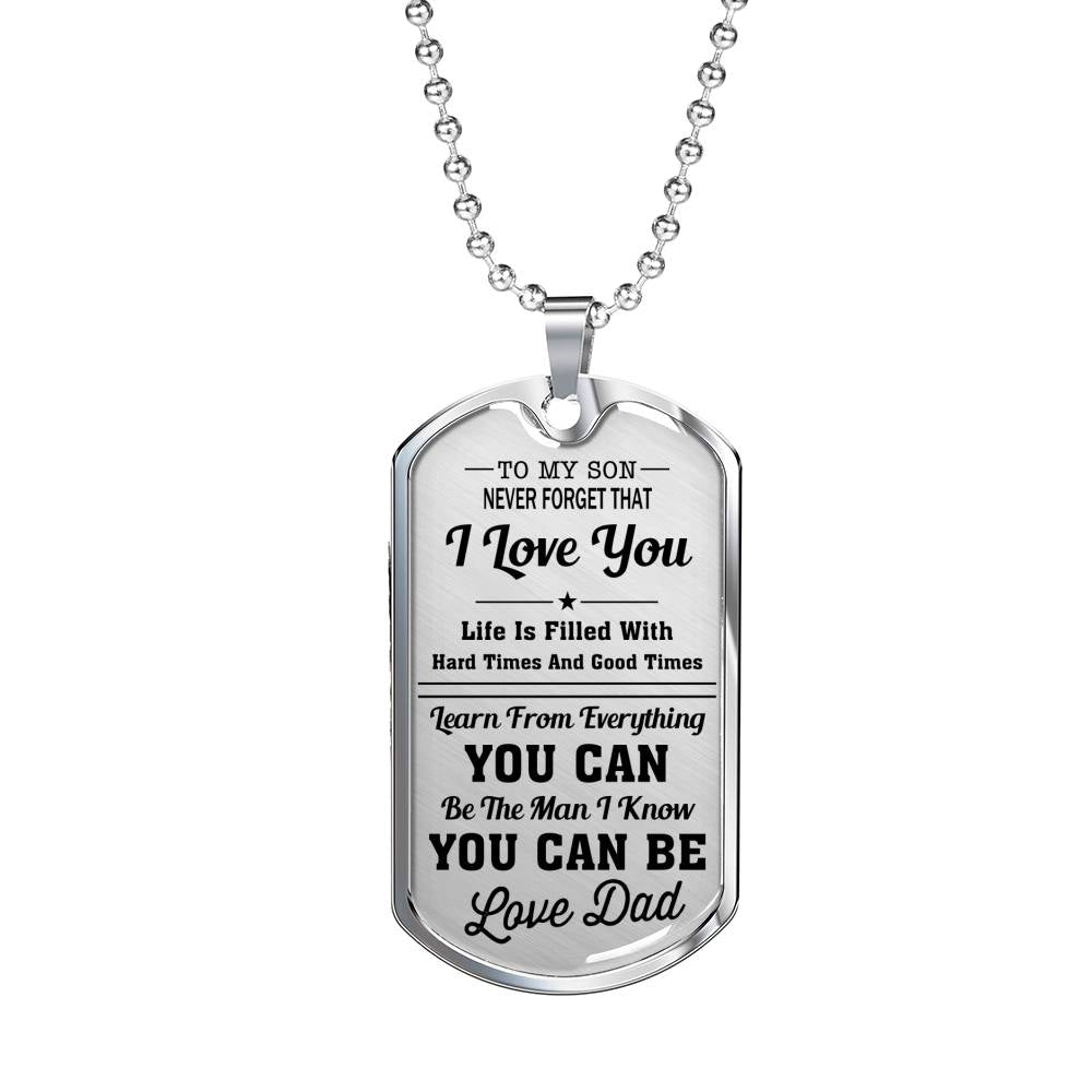 I Love You - Dad To Son Luxury Dog Tag Jewelry ShineOn Fulfillment 