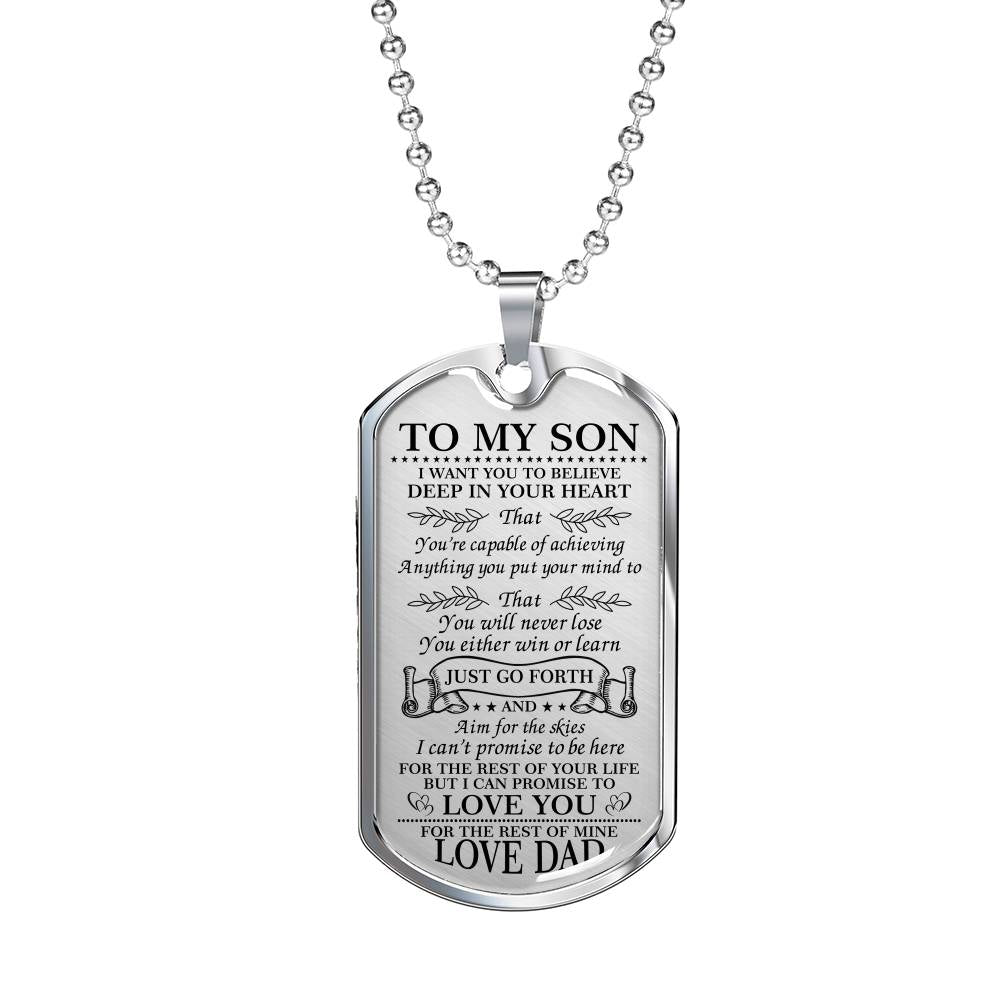 Dad To Son Dog Tag - Just Go Forth Jewelry ShineOn Fulfillment 