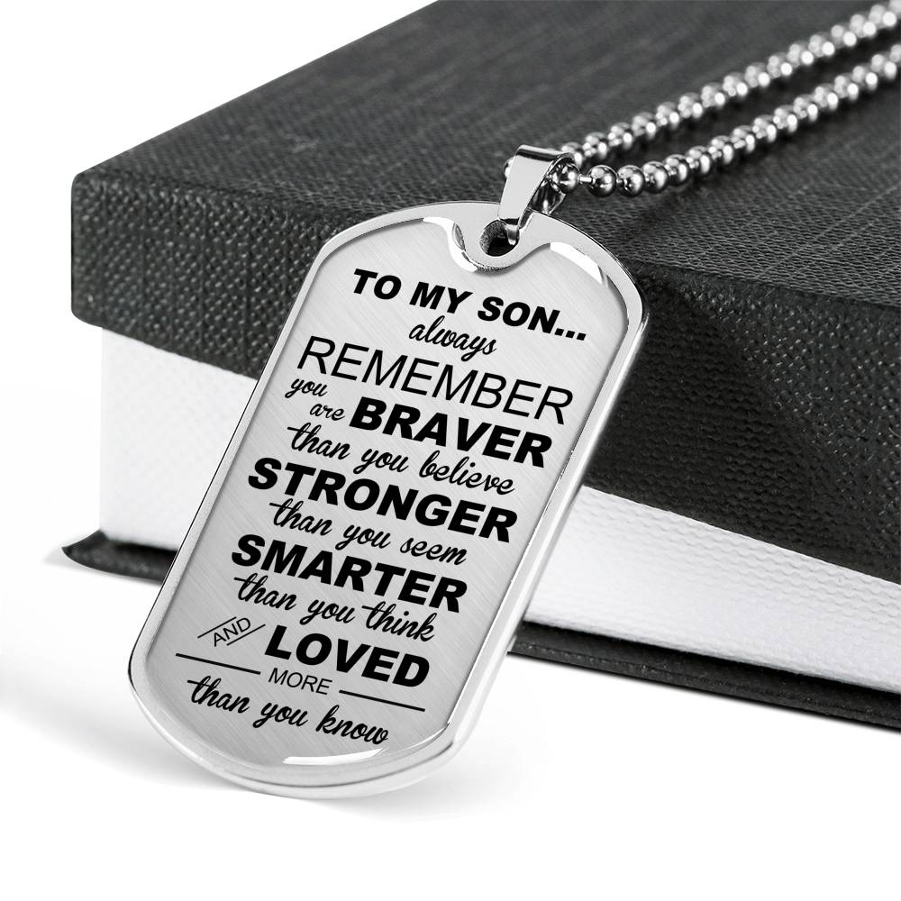 To Son Dog Tag - You Are Loved More Than You Know Jewelry ShineOn Fulfillment Military Chain (Silver) No 