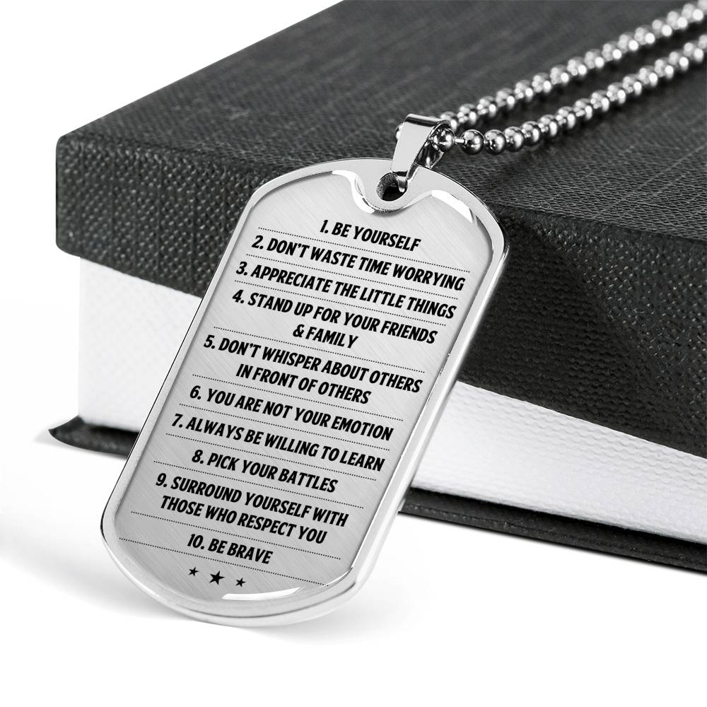 10 Things I Want My Kids To Know Dog tag Jewelry ShineOn Fulfillment Military Chain (Silver) No 