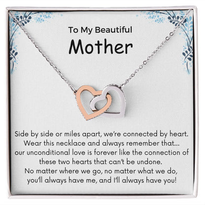 To My Beautiful Mother - Interlocking Hearts Necklace