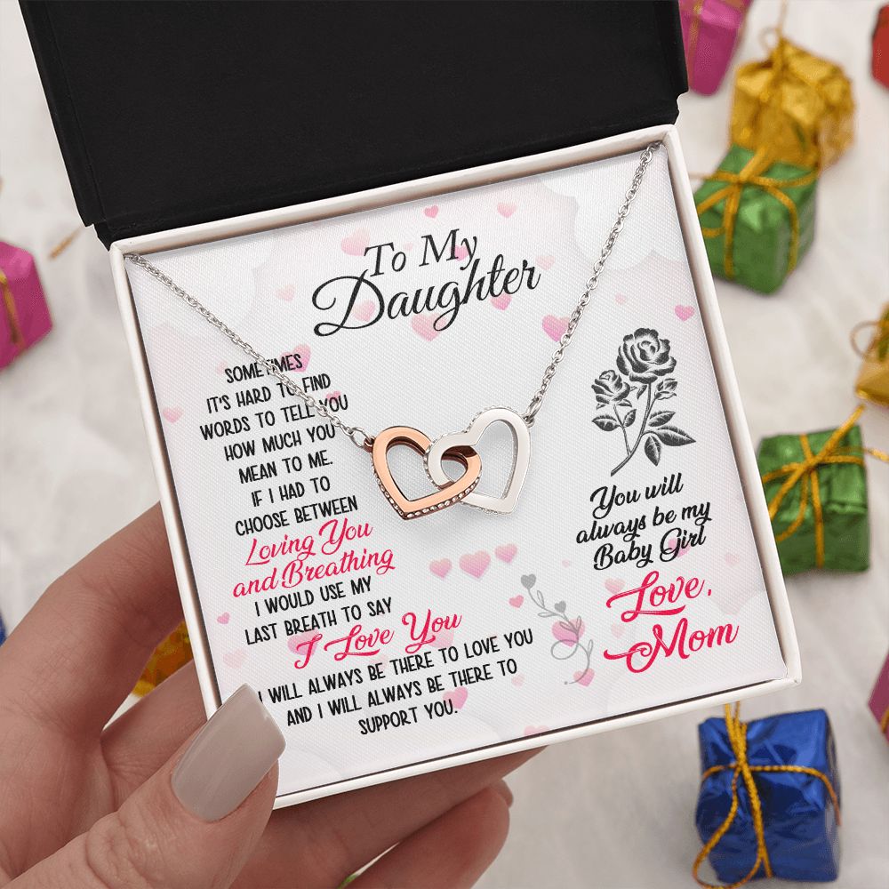 Daughter - My Baby Girl - Interlocking Hearts Necklace