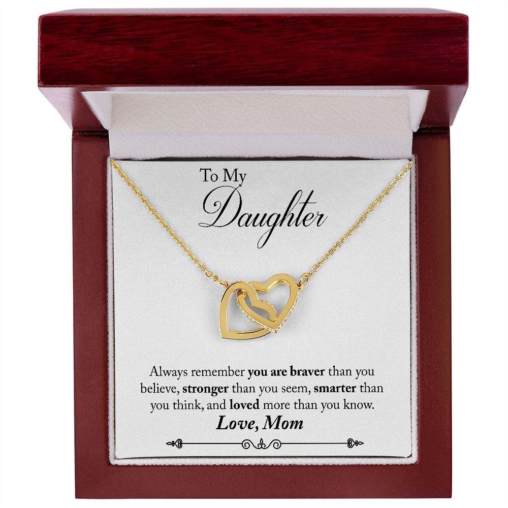 To My Daughter - Always Remember - Interlocking Heart Necklace