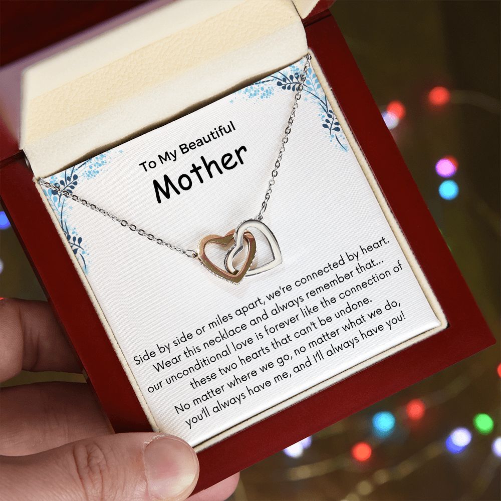 To My Beautiful Mother - Interlocking Hearts Necklace