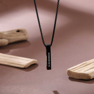 Custom Engraved 4 Sided 3D Bar Necklace for Men Necklaces GrindStyle 