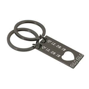 Personalized Matching Couple Keychain Keychain GrindStyle Black 