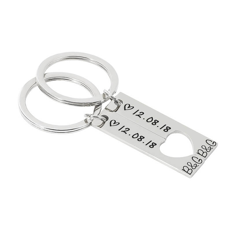 Personalized Matching Couple Keychain Keychain GrindStyle Silver 