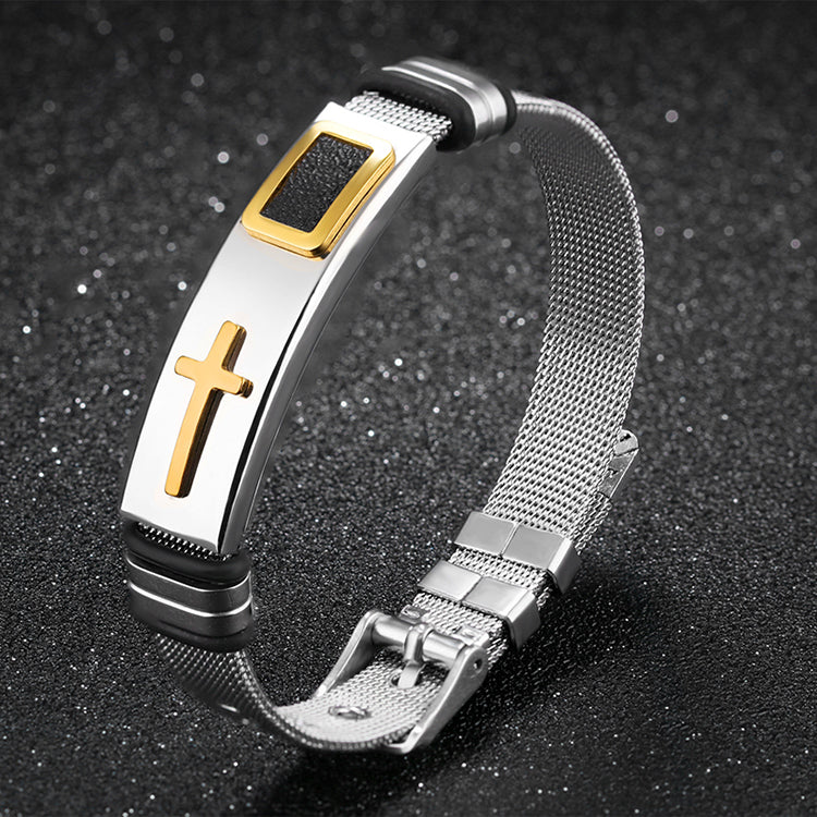 Adjustable Stainless Steel Cross Bracelet bracelets GrindStyle Gold 