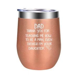 Dad Thank You For Teaching Me Wine Tumbler Tumblers GrindStyle Rose Gold 