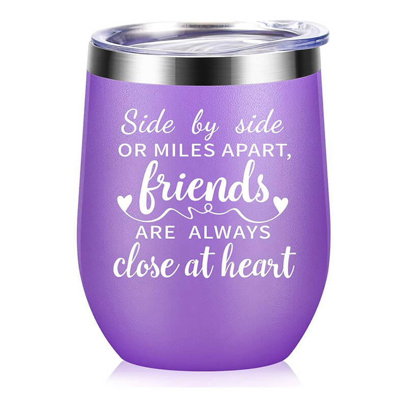 Friends Are Always Close at Heart Wine Tumbler Tumblers GrindStyle Purple 
