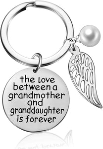 The Love Between a Grandmother and Granddaughter/Grandson is Forever Keychain Keychain GrindStyle Grandmother and Granddaughter 