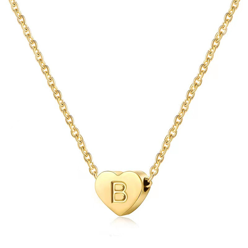 Personalized Dainty Initial Heart Necklace Necklaces GrindStyle Gold A 