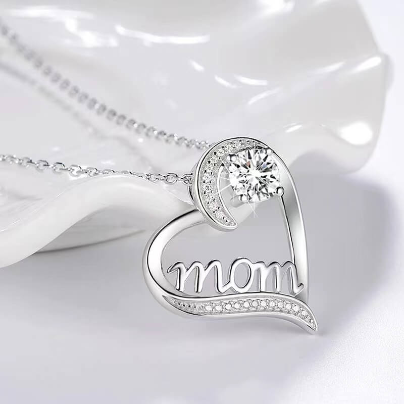925 Sterling Silver Heart Necklace for Mom