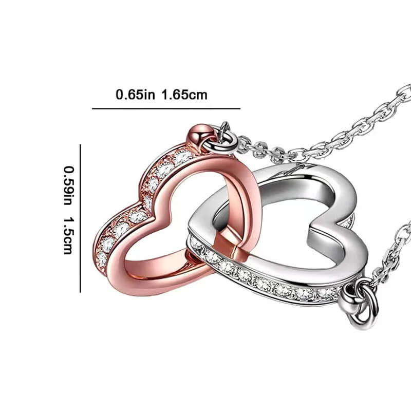Mother & Daughter - No Matter Where We Go - Interlocking Hearts Necklace
