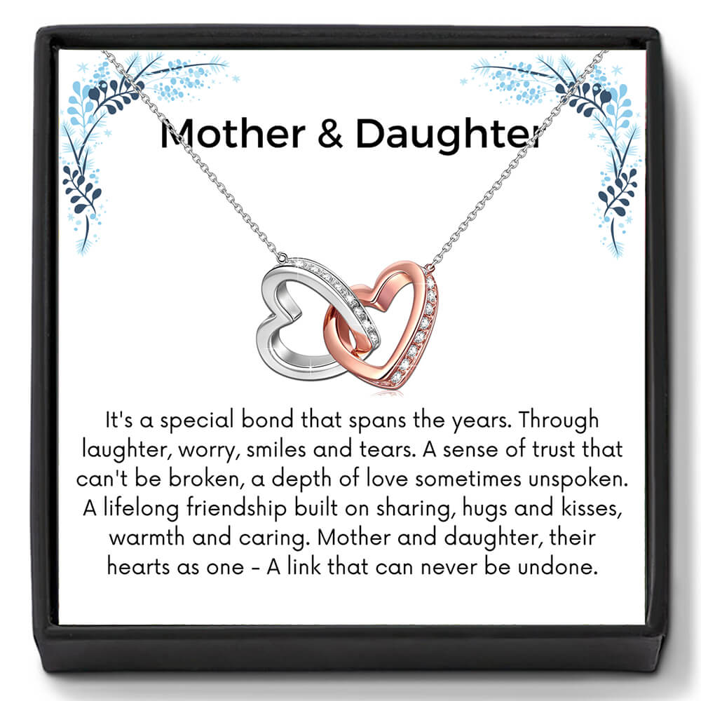 Mother & Daughter Hearts As One - Interlocking Hearts Necklace