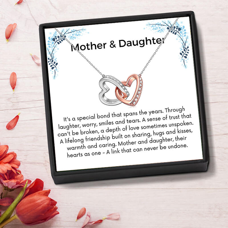 Mother & Daughter Hearts As One - Interlocking Hearts Necklace