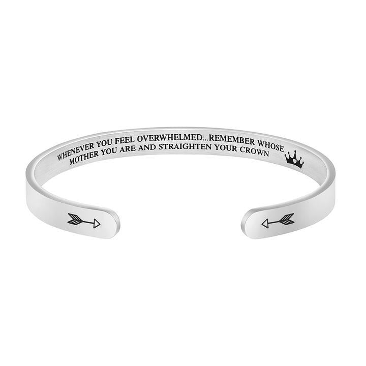 Straighten Your Crown Inspirational Cuff Bracelet bracelets GrindStyle Mother Silver 