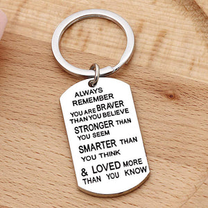 Always Remember You are Braver Than You Believe Inspirational Keychain Keychain GrindStyle 