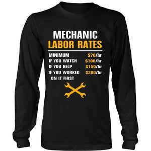 Mechanic Labor Rates T-shirt teelaunch District Long Sleeve Shirt Black S