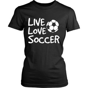 Live Love Soccer T-shirt teelaunch District Womens Shirt Black S