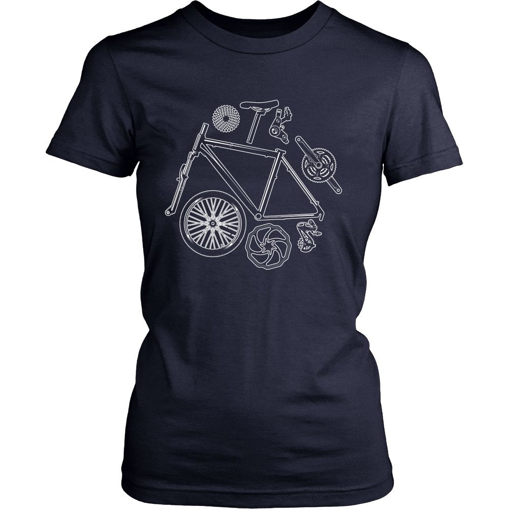 Bike Parts T-shirt teelaunch District Womens Shirt Navy S