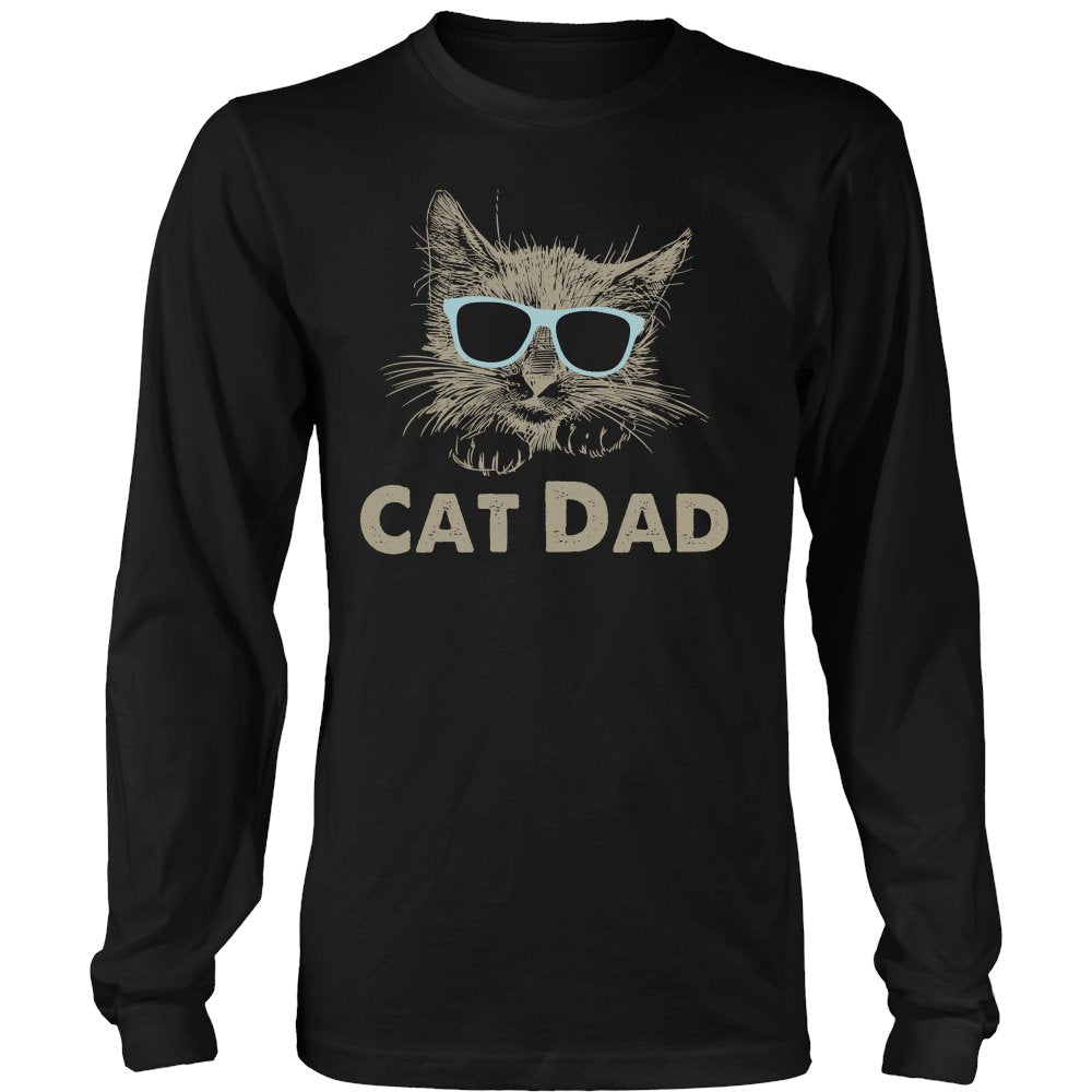 Cat Dad T-shirt teelaunch District Long Sleeve Shirt Black S