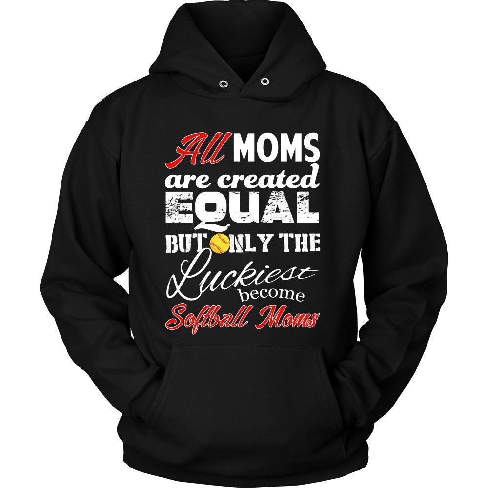 Only The Luckiest Become Softball Moms T-shirt teelaunch Unisex Hoodie Black S