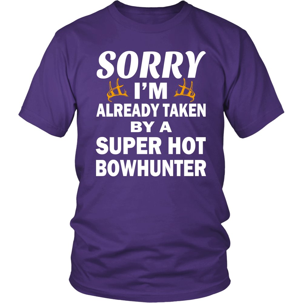 Sorry I'm Already Taken By A Super Hot Bowhunter T-shirt teelaunch District Unisex Shirt Purple S