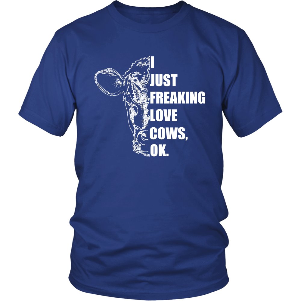 I Just Freaking Love Cows, OK T-shirt teelaunch District Unisex Shirt Royal Blue S