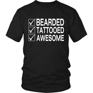 Bearded Tattooed Awesome T-shirt teelaunch District Unisex Shirt Black S