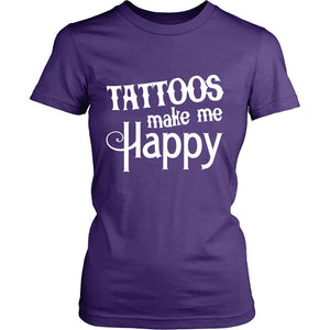 Tattoos Make Me Happy T-shirt teelaunch District Womens Shirt Purple S