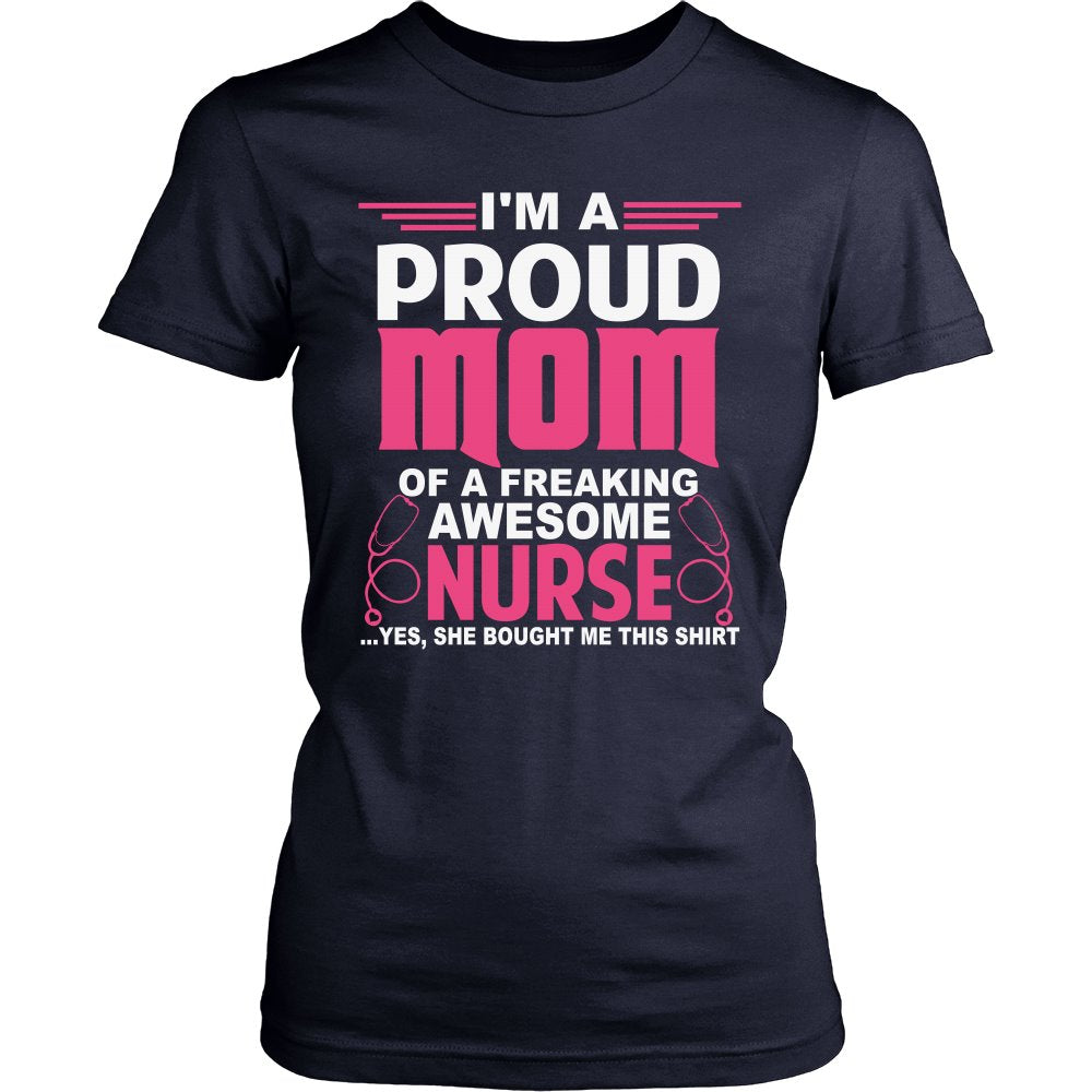 I Am A Proud Nurse Mom T-shirt teelaunch District Womens Shirt Navy XS