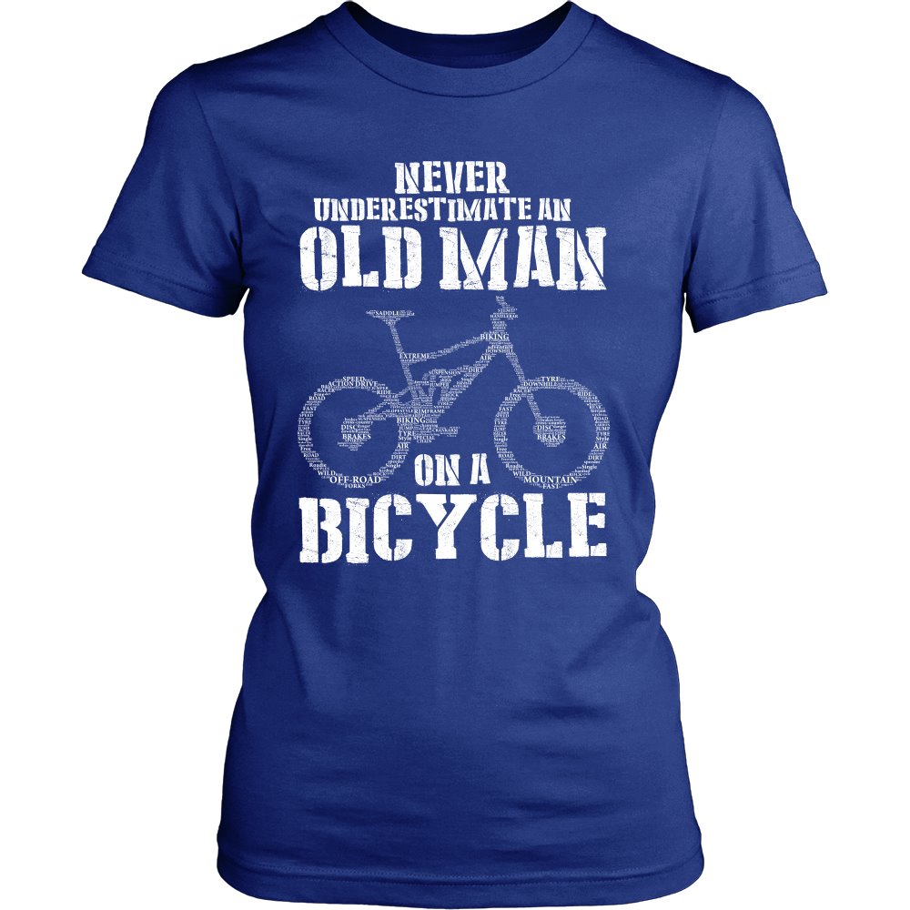 Never Underestimate An Old Man On A Bicycle T-shirt teelaunch District Womens Shirt Royal Blue S