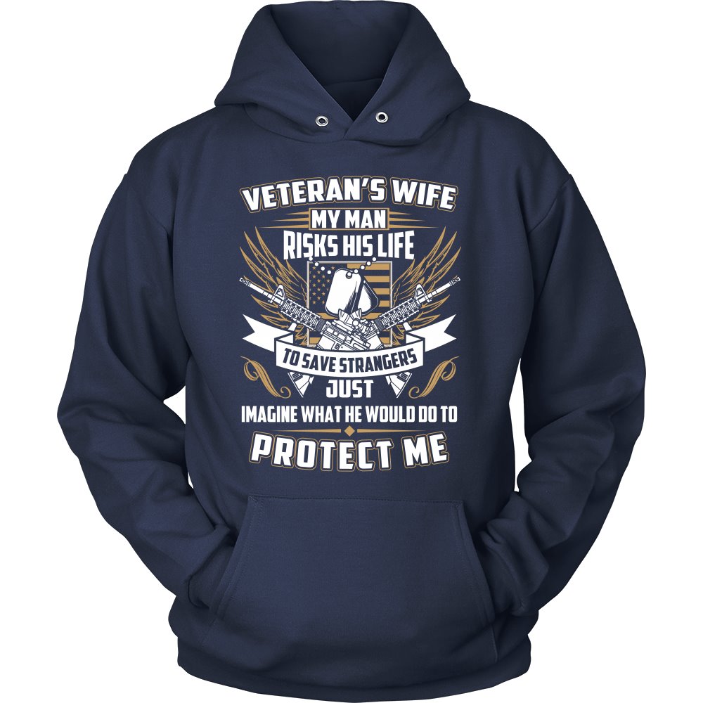 Proud Veteran's Wife T-shirt teelaunch Unisex Hoodie Navy S