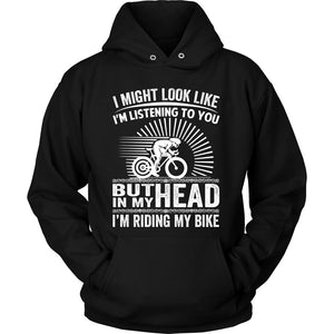 In My Head I'm Riding My Bike T-shirt teelaunch Unisex Hoodie Black S