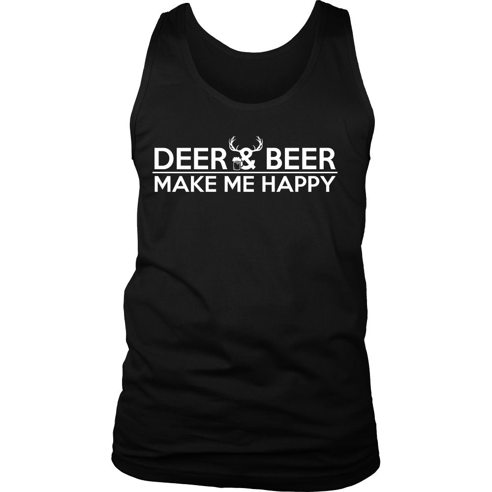 Deer And Beer Make Me Happy T-shirt teelaunch District Mens Tank Black S