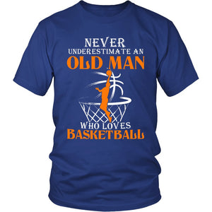 Never Underestimate An Old Man Who Loves Basketball T-shirt teelaunch District Unisex Shirt Royal Blue S