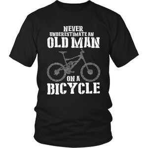 Never Underestimate An Old Man On A Bicycle T-shirt teelaunch District Unisex Shirt Black S