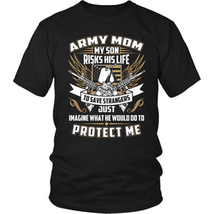 Proud Army Mom T-shirt teelaunch District Unisex Shirt Black S