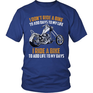 I Ride A Bike To Add Life To My Days T-shirt teelaunch District Unisex Shirt Royal Blue S