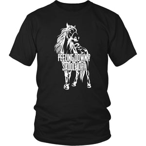 Feeling Down? Saddle Up! T-shirt teelaunch District Unisex Shirt Black S