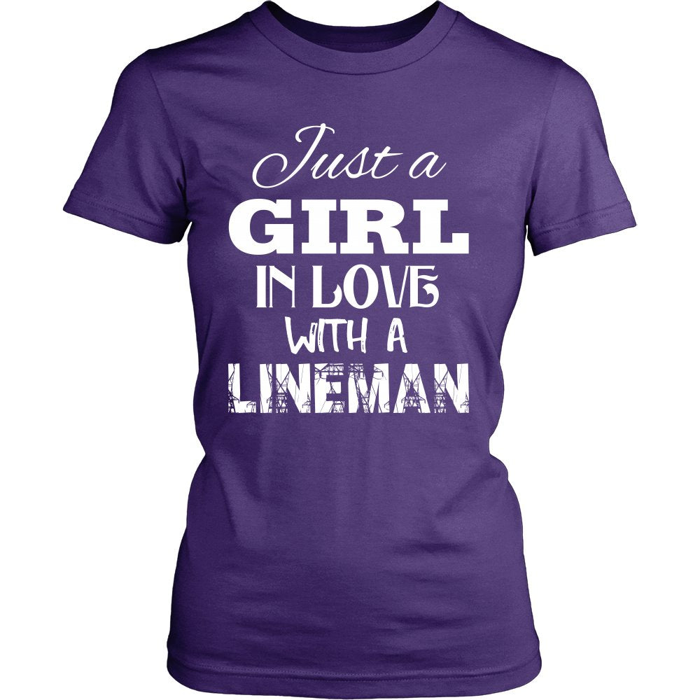 Just a girl in love with a Lineman T-shirt teelaunch District Womens Shirt Purple S