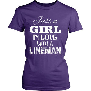 Just a girl in love with a Lineman T-shirt teelaunch District Womens Shirt Purple S