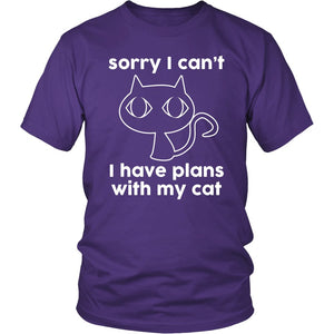 Sorry I Can’t, I Have Plans With My Cat! T-shirt teelaunch District Unisex Shirt Purple S