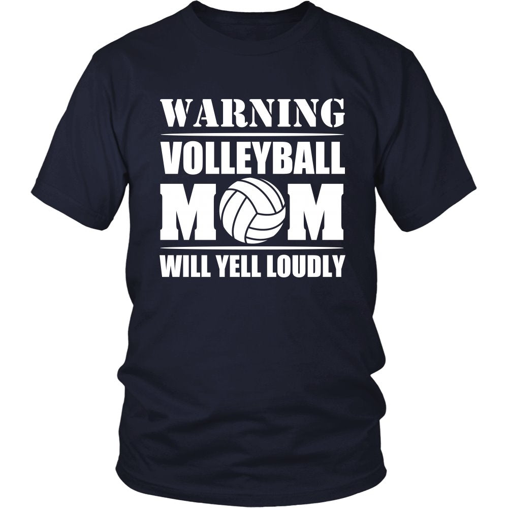 Warning - Volleyball Mom Will Yell Loudly T-shirt teelaunch District Unisex Shirt Navy S